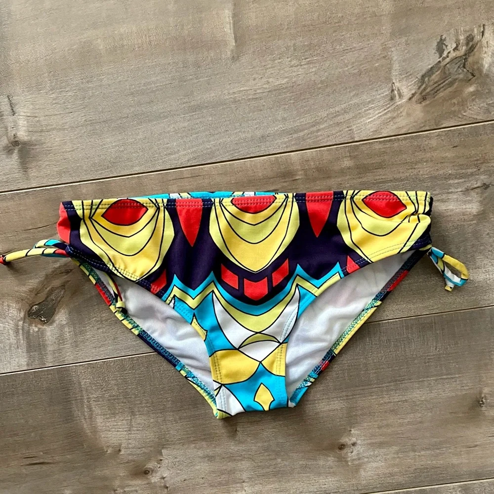 Multi Color Abstract Print 2 Piece String Bikini - Picture 7 of 8